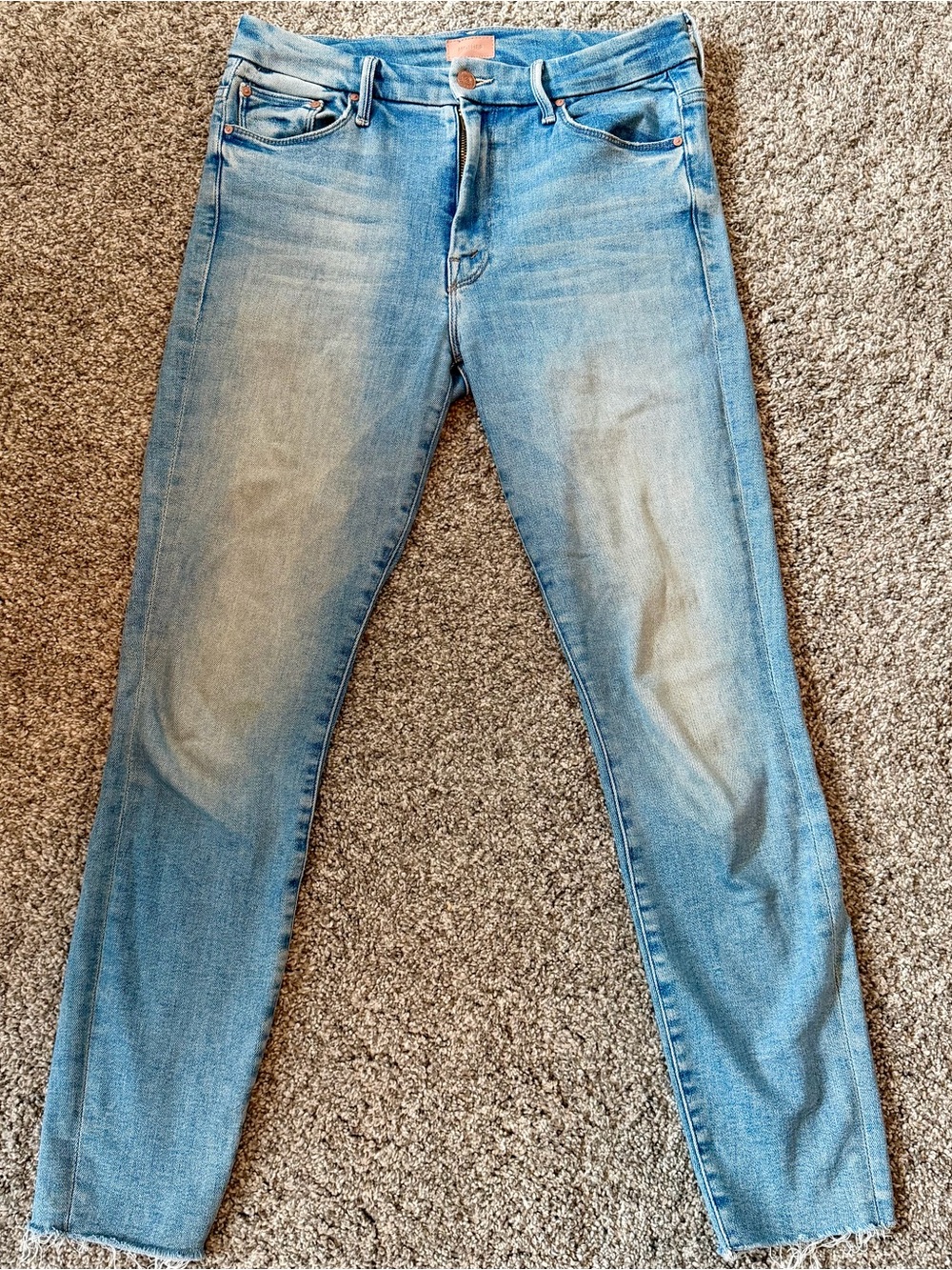 MOTHER High Waisted Looker Ankle Fray Jeans 29 Au Revoir